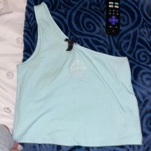 Forever 21 X Juicy Couture Blue One Shoulder Top Small